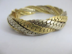 2 Colour 18k Gold Snake Skin Bracelet Vintage 1992