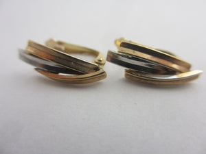 2 Colour 9k Gold Stud Earrings Vintage c1980