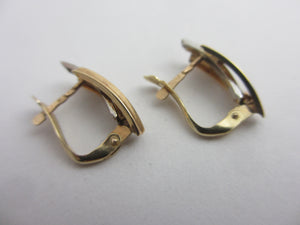 2 Colour 9k Gold Stud Earrings Vintage c1980