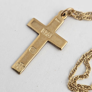 9k Gold Cross Pendant Marked 2000 Millennium Necklace Vintage