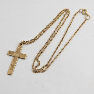 9k Gold Cross Pendant Marked 2000 Millennium Necklace Vintage