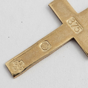 9k Gold Cross Pendant Marked 2000 Millennium Necklace Vintage