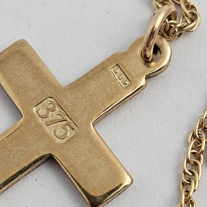 9k Gold Cross Pendant Marked 2000 Millennium Necklace Vintage