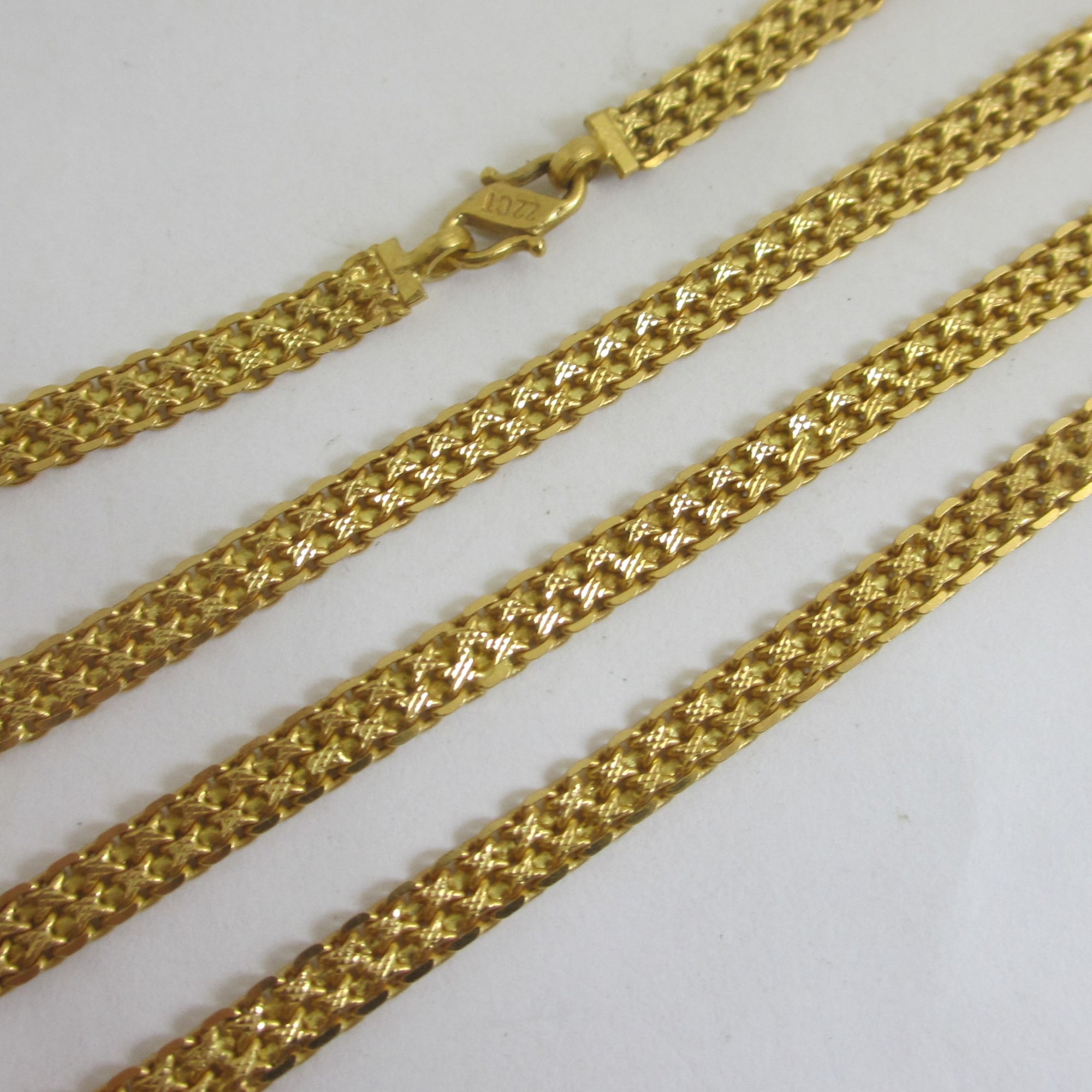 22k Gold Snake Link Chain Necklace 82.0cm / 32.2" Vintage Art Deco