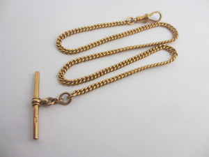 9k Gold Albert Watch Chain Necklace 36.6cm / 14.4" Vintage Art Deco c1920