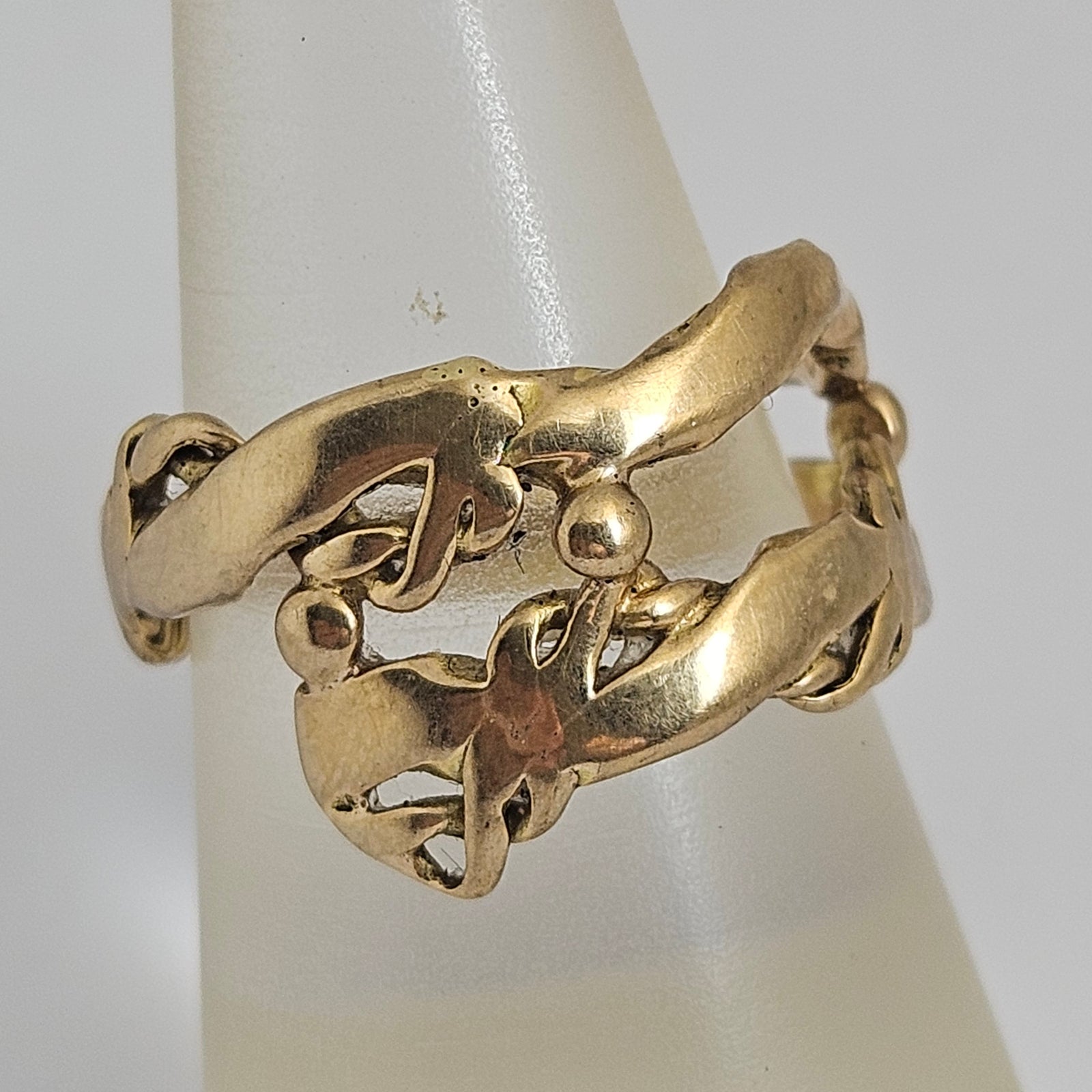 Abstract Free Form 9k Gold Ring Size UK P Vintage 1975