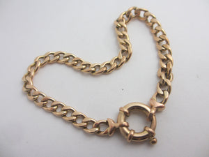 9k Gold Chain Bracelet Large Bolt Ring Clasp Vintage c1980