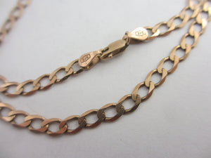 9k Gold Curb Link Chain Necklace 46.4cm / 18.2" Vintage