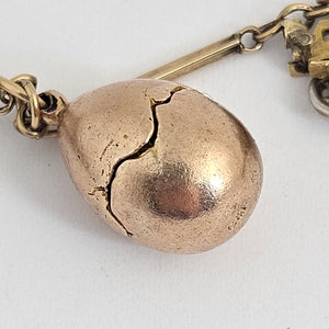 Rare Coin, Car, Opening Egg and Horse Related 9k Gold Charm Bracelet Vintage