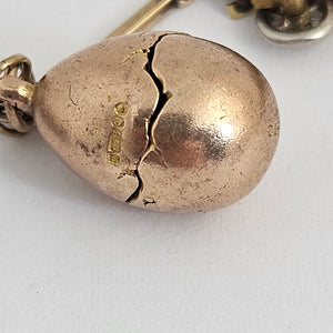 Rare Coin, Car, Opening Egg and Horse Related 9k Gold Charm Bracelet Vintage