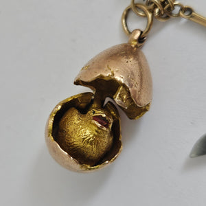 Rare Coin, Car, Opening Egg and Horse Related 9k Gold Charm Bracelet Vintage