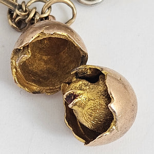 Rare Coin, Car, Opening Egg and Horse Related 9k Gold Charm Bracelet Vintage