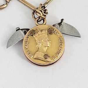 Rare Coin, Car, Opening Egg and Horse Related 9k Gold Charm Bracelet Vintage