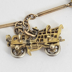 Rare Coin, Car, Opening Egg and Horse Related 9k Gold Charm Bracelet Vintage