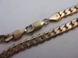 9k Gold Curb Link Chain Bracelet Vintage English Hallmark