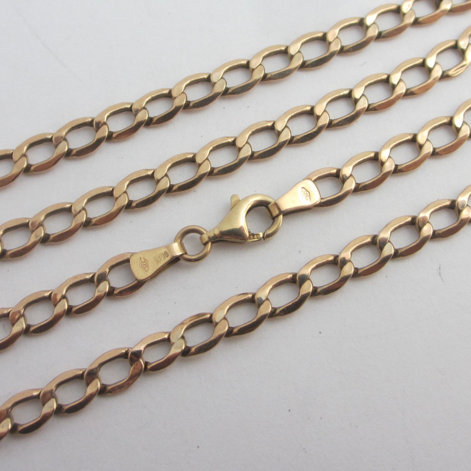 9k Gold Curb Link Chain Necklace 55.0cm / 21.6" Vintage c1980