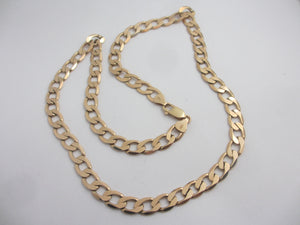 9k Gold Curb Link Chain Necklace 51.4cm / 20.2" Vintage c1980