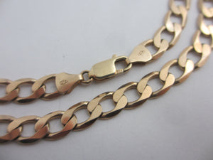 9k Gold Curb Link Chain Necklace 51.4cm / 20.2" Vintage c1980