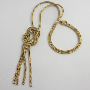 Stylish 9k Gold Dangling Lovers Knot Pendant Necklace Vintage 1976