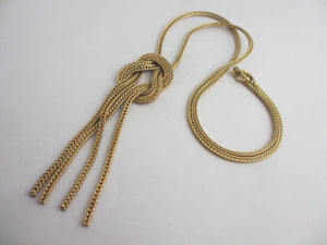 Stylish 9k Gold Dangling Lovers Knot Pendant Necklace Vintage 1976