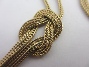 Stylish 9k Gold Dangling Lovers Knot Pendant Necklace Vintage 1976