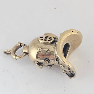 Deep Sea Divers Helmet 9k Gold Charm or Pendant Vintage c1960