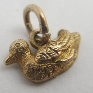 English Little Duck Bird 9k Gold Charm or Pendant Vintage 1952