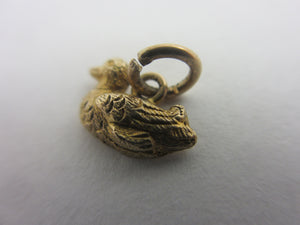 English Little Duck Bird 9k Gold Charm or Pendant Vintage 1952