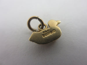 English Little Duck Bird 9k Gold Charm or Pendant Vintage 1952