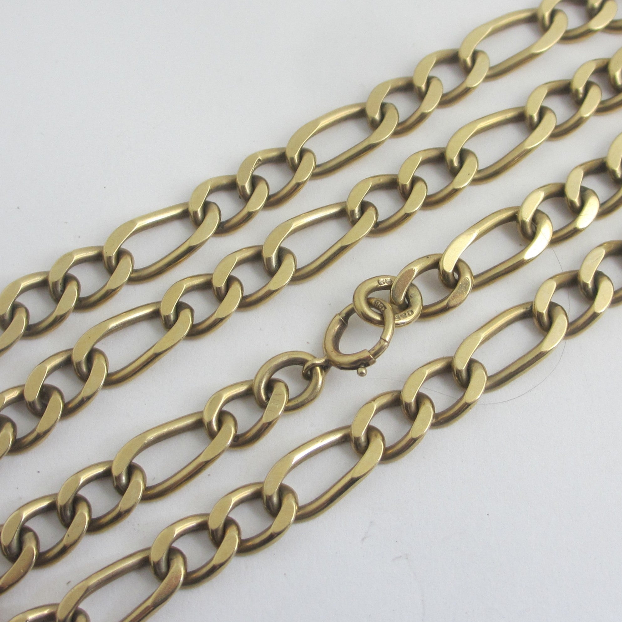 9k Gold Chain Link Necklace 67.8cm / 26.6" Figaro Link Vintage 1976