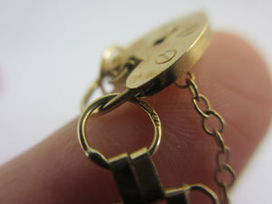 English 9k Gold Gate Bracelet Heart Padlock Clasp Vintage