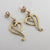 Heart 9k Gold Dangling Ear Pendant Earrings Vintage 