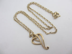 English 9k Gold Heart Pendant Necklace Vintage