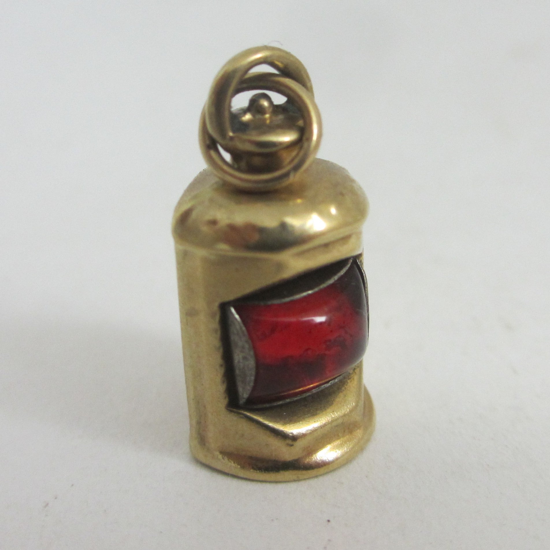 Red Ship Lantern Lamp Port Side 9k Gold Charm or Pendant Vintage 1986