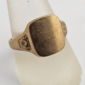 9k Gold Signet Ring Size UK T+ Vintage