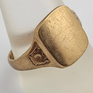 9k Gold Signet Ring Size UK T+ Vintage