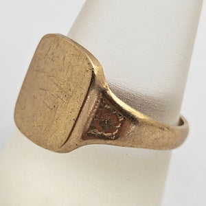 9k Gold Signet Ring Size UK T+ Vintage