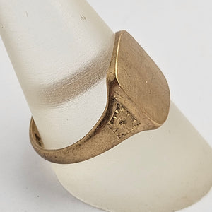9k Gold Signet Ring Size UK T+ Vintage