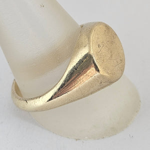 Blank Heavy 9k Gold Signet Ring Size UK W+ Vintage