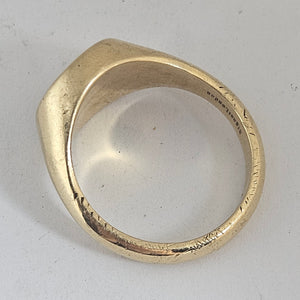 Blank Heavy 9k Gold Signet Ring Size UK W+ Vintage