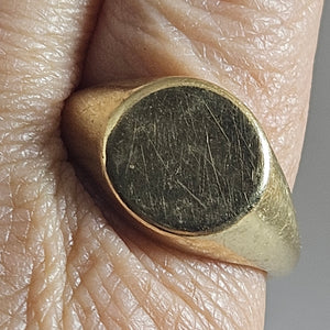 Blank Heavy 9k Gold Signet Ring Size UK W+ Vintage