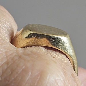 Blank Heavy 9k Gold Signet Ring Size UK W+ Vintage