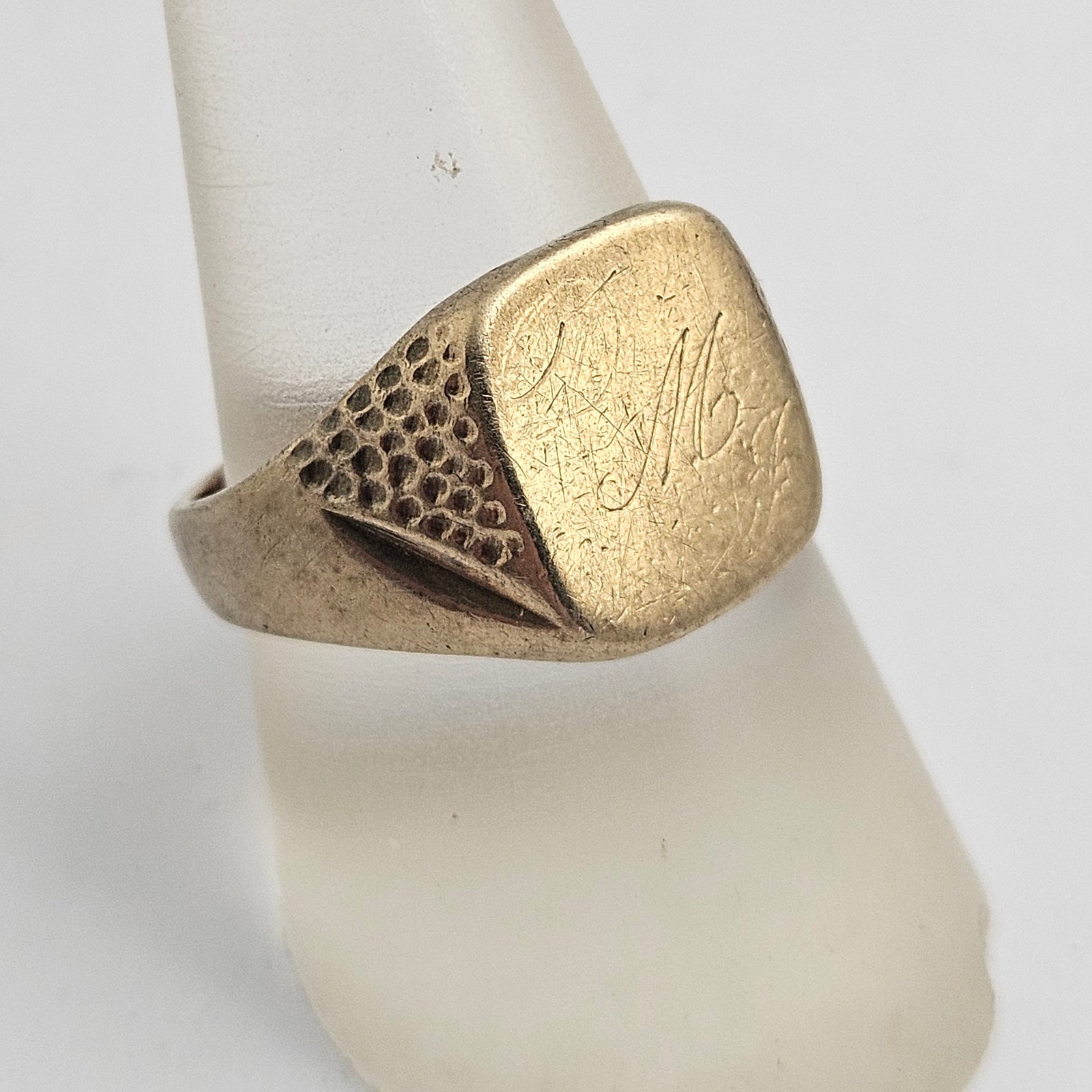 Blank Square Head 9k Gold Signet Ring Vintage c1950