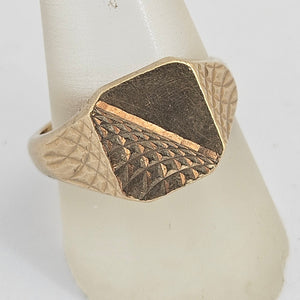 9k Gold Square Head Signet Ring Vintage c1950