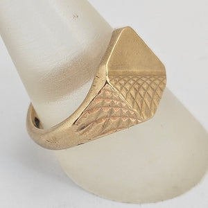 9k Gold Square Head Signet Ring Vintage c1950