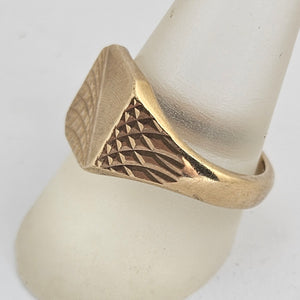 9k Gold Square Head Signet Ring Vintage c1950