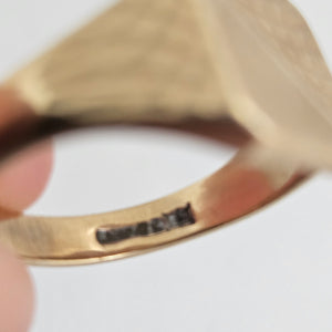 9k Gold Square Head Signet Ring Vintage c1950