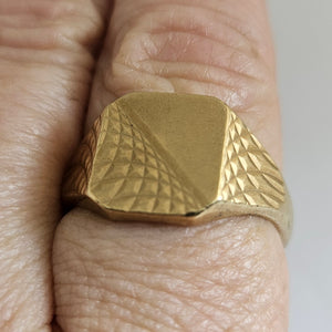 9k Gold Square Head Signet Ring Vintage c1950