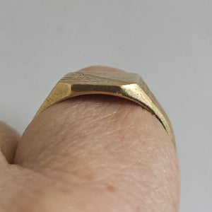 9k Gold Square Head Signet Ring Vintage c1950