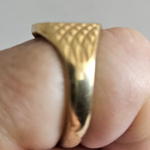 9k Gold Square Head Signet Ring Vintage c1950